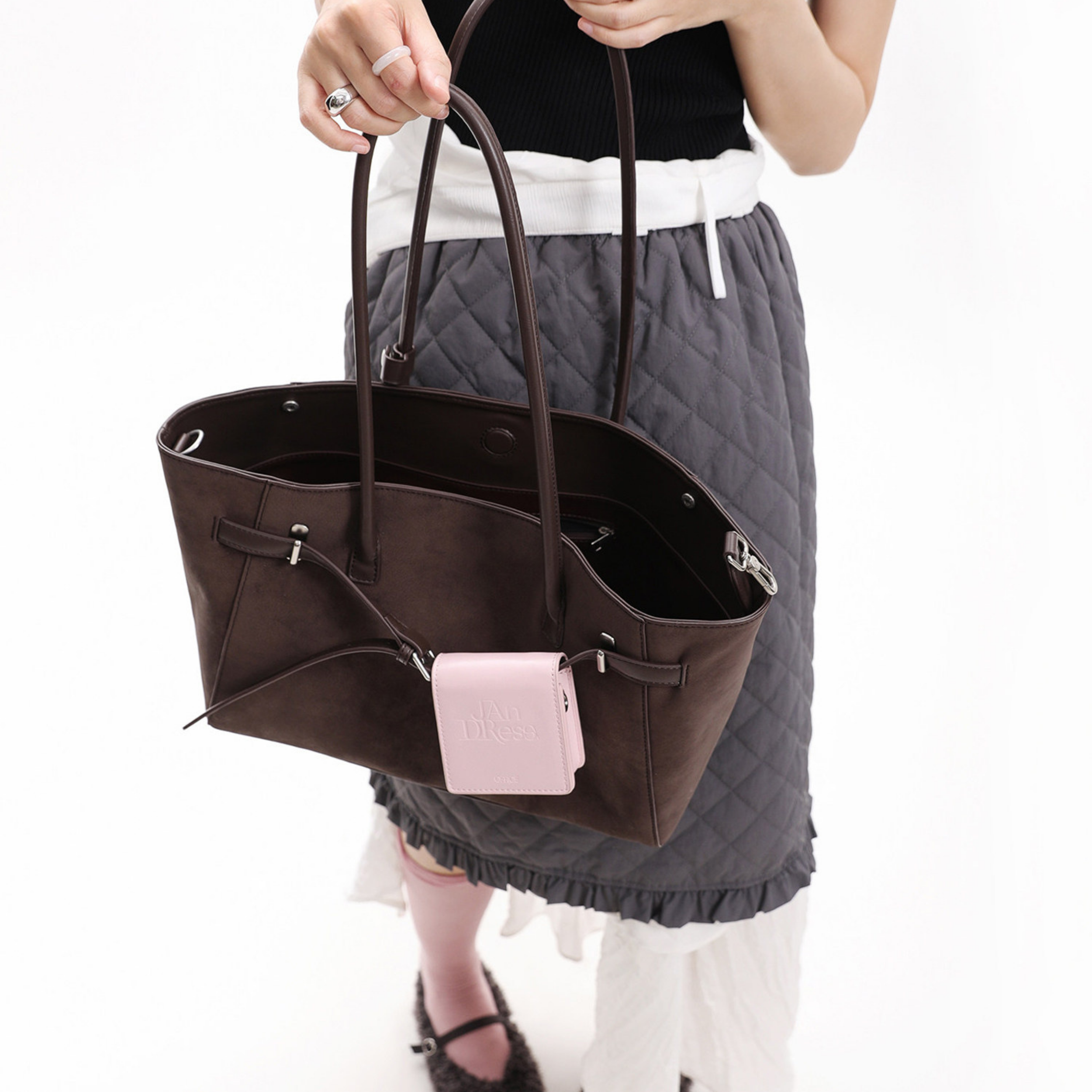 Jandress Original Dark Brown Soft Leather Tote Çanta