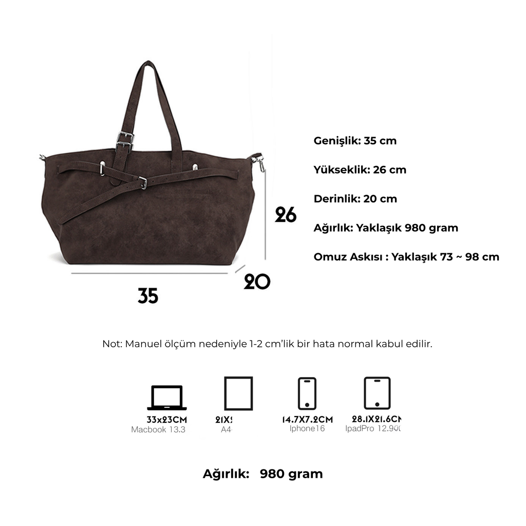 Jandress Suede Brown Gallinini Tote Çanta