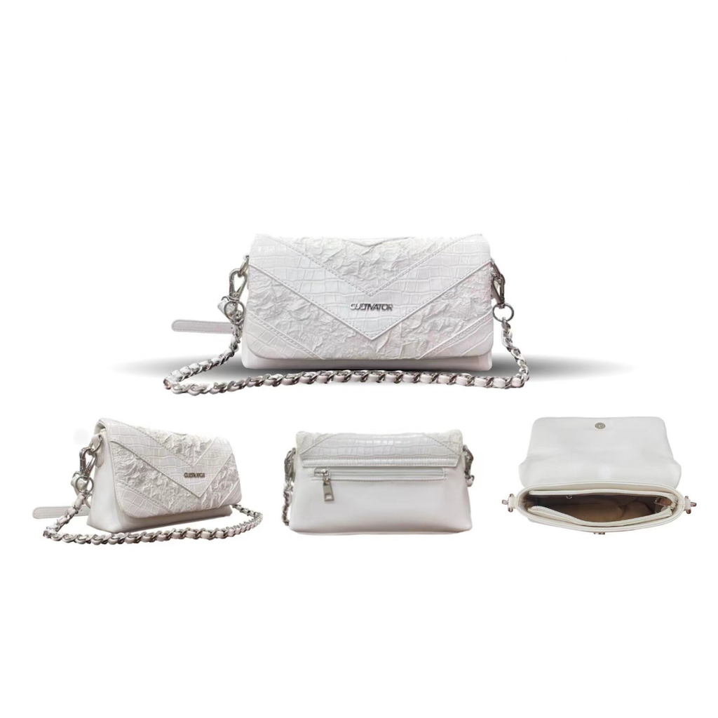 Cultivator Original Snake-Print Pleated Chain-Strap Çanta