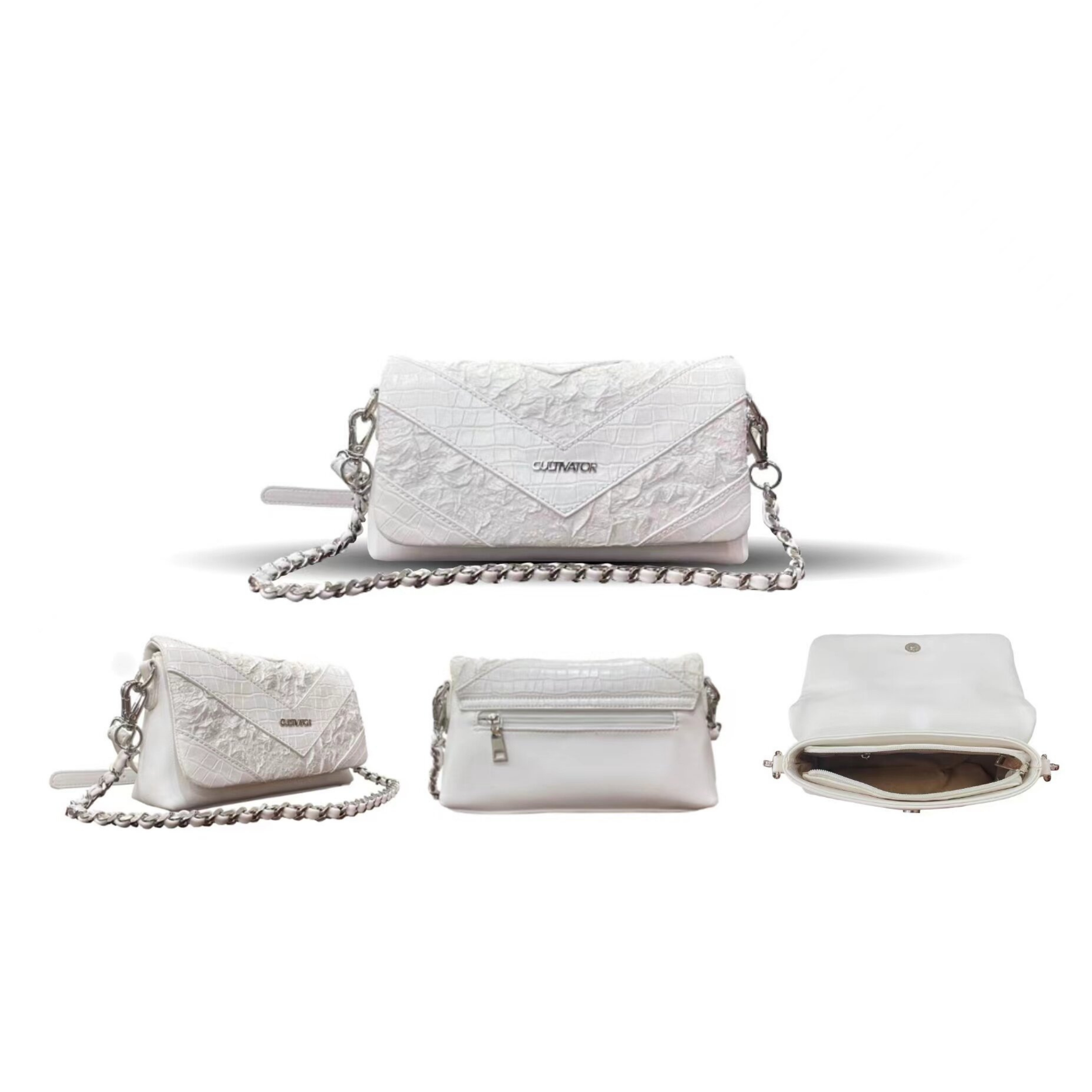 Cultivator Original Snake-Print Pleated Chain-Strap Çanta