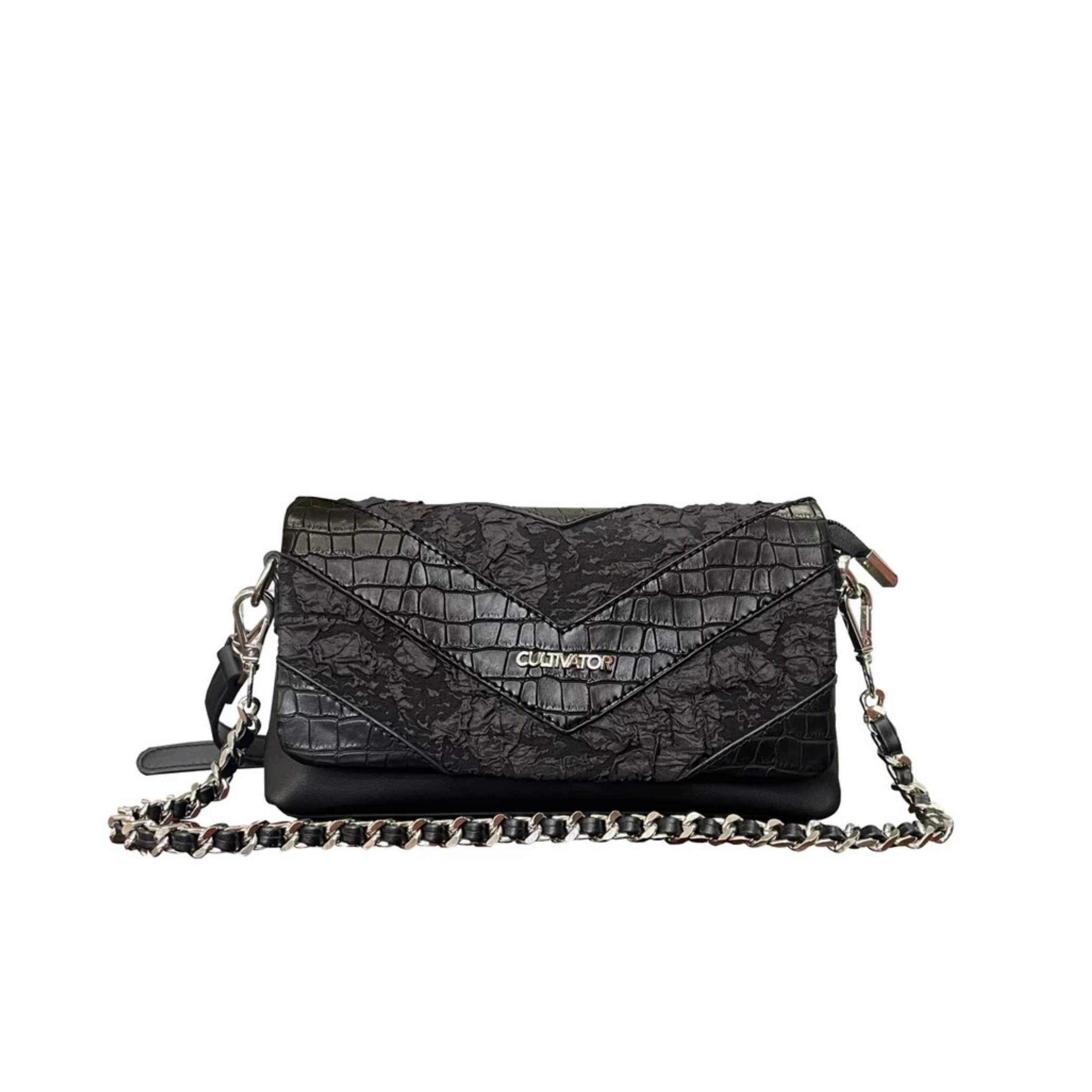 Cultivator Original Snake-Print Pleated Chain-Strap Çanta