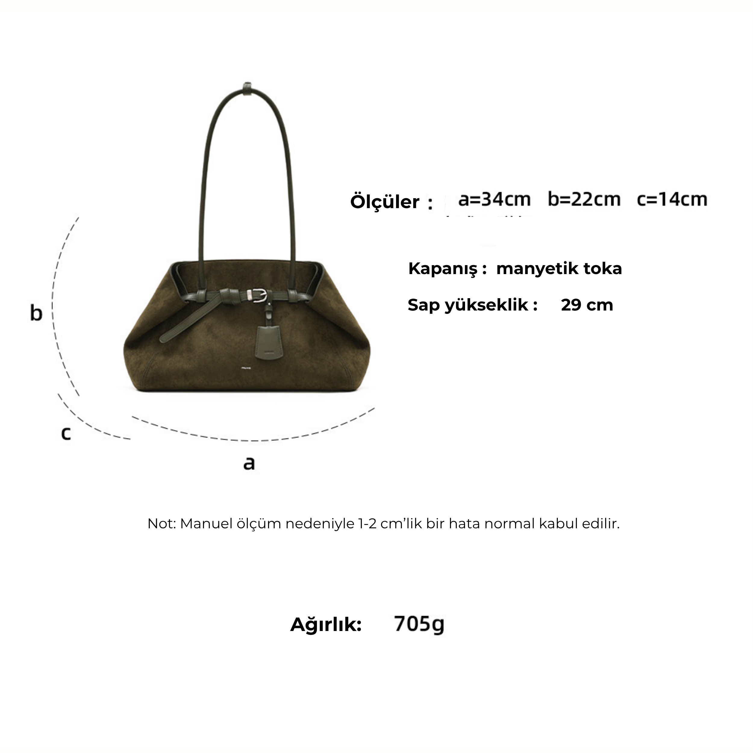Muva Foldable Suede Tote Kadın Çanta