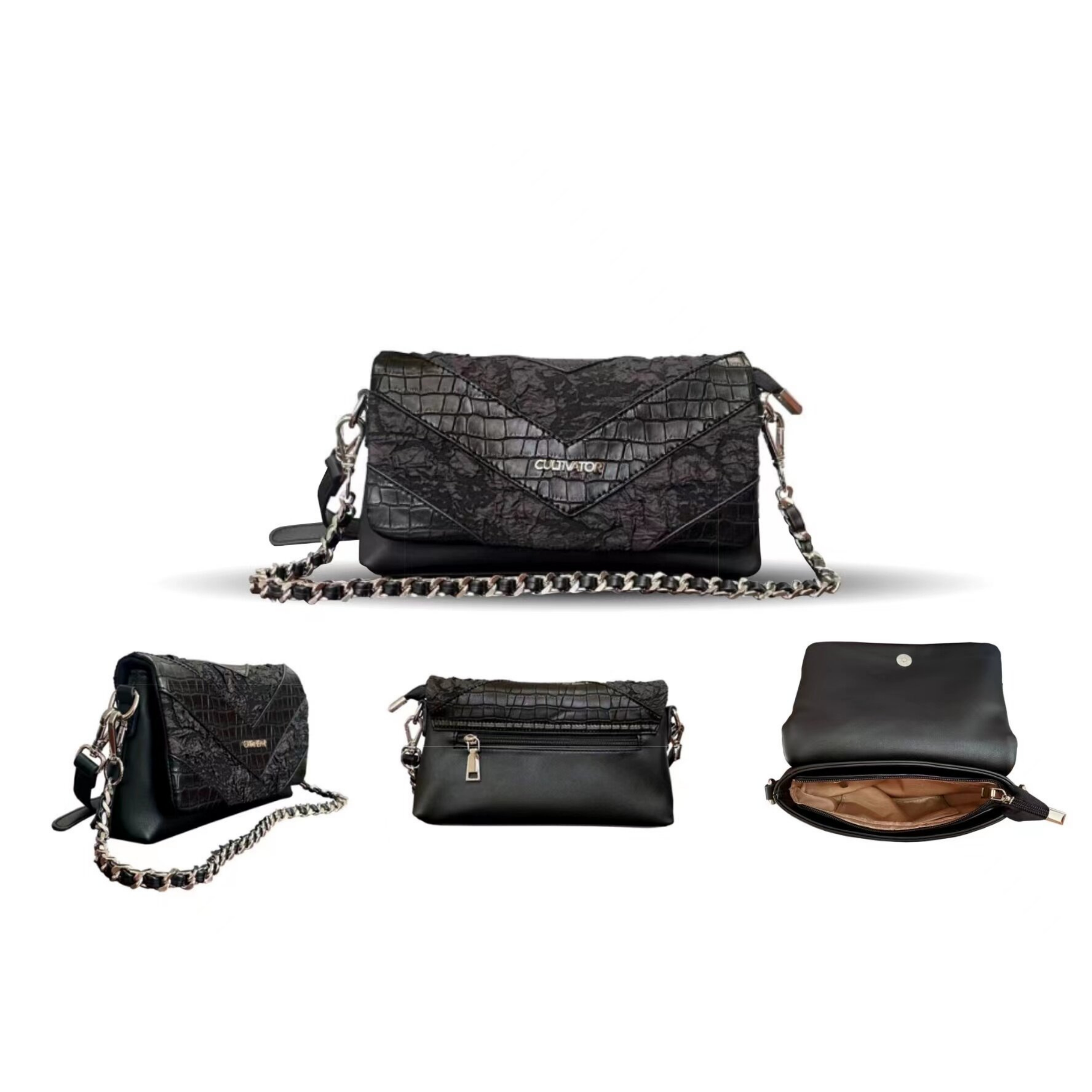 Cultivator Original Snake-Print Pleated Chain-Strap Çanta