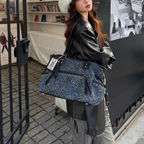 Cultivator Original Niche Sexy Leopard-Print Denim Çanta