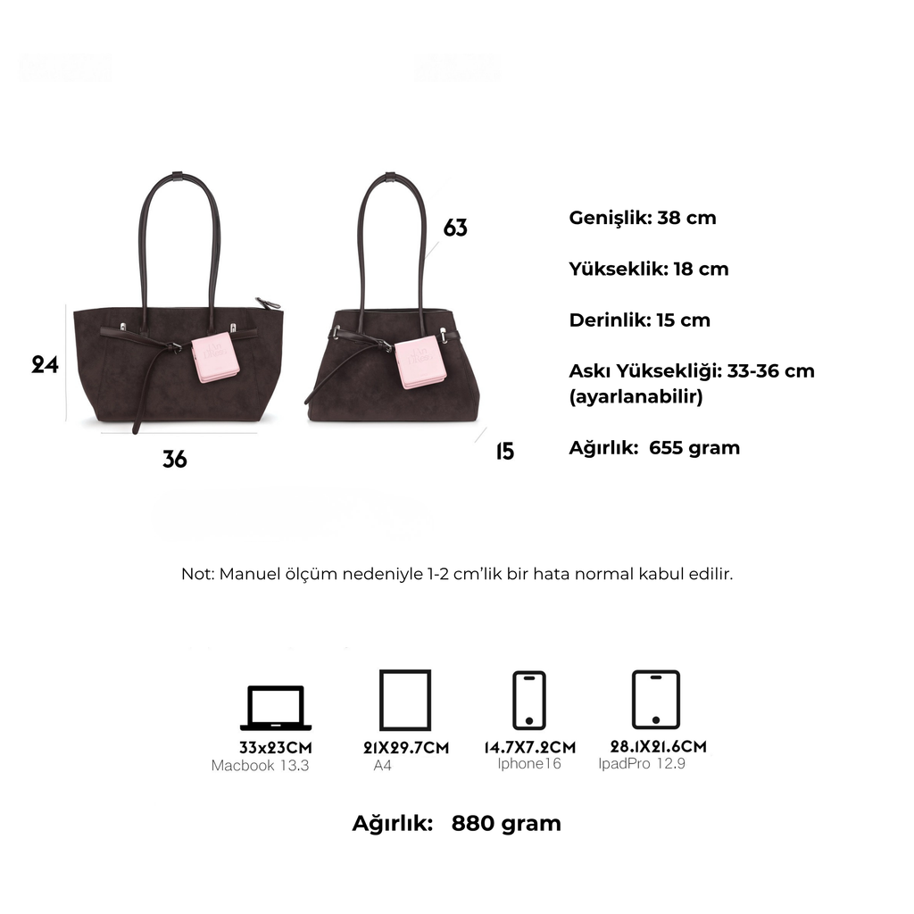 Jandress Original Dark Brown Soft Leather Tote Çanta
