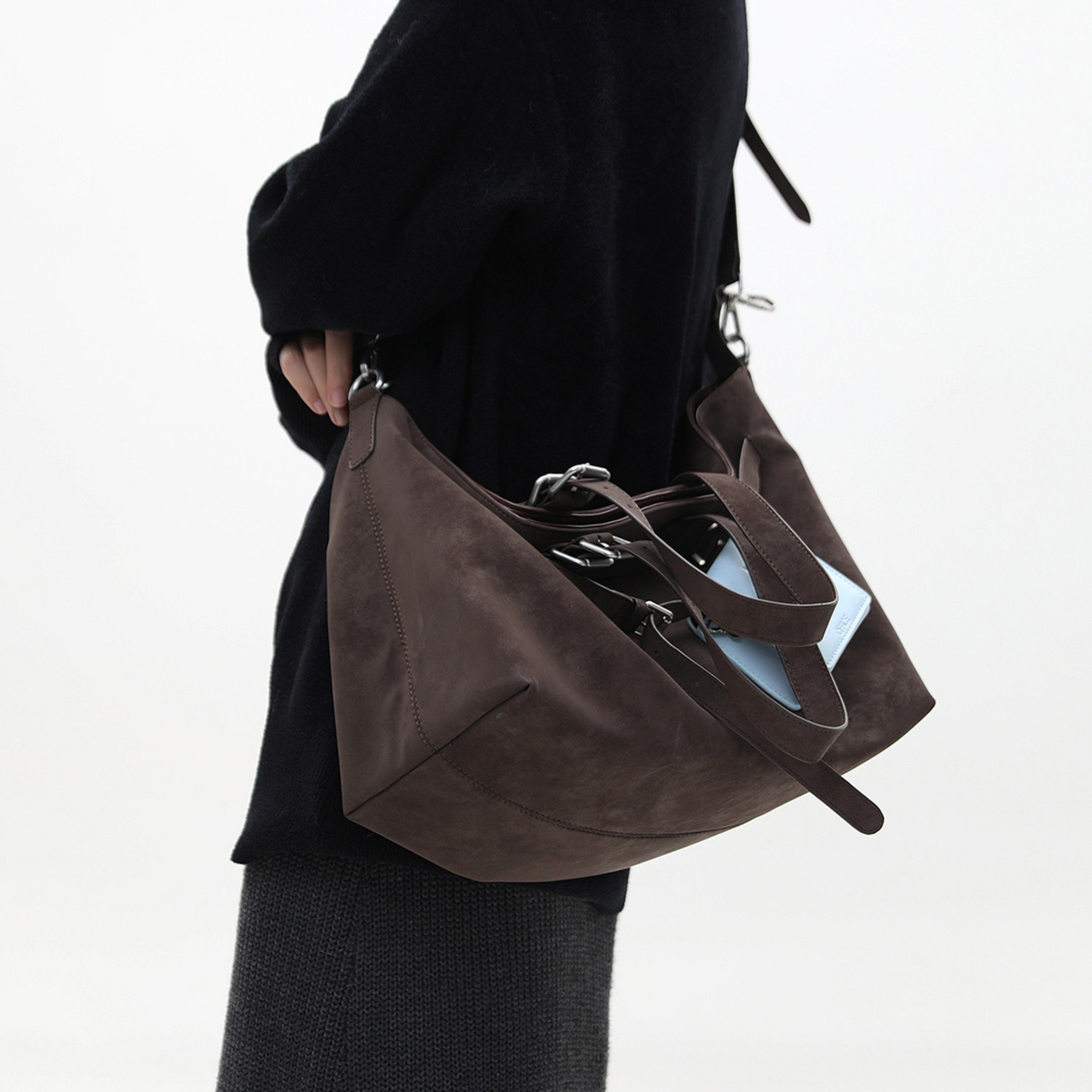 Jandress Suede Brown Gallinini Tote Çanta