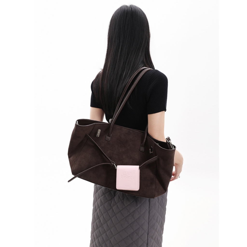 Jandress Original Dark Brown Soft Leather Tote Çanta