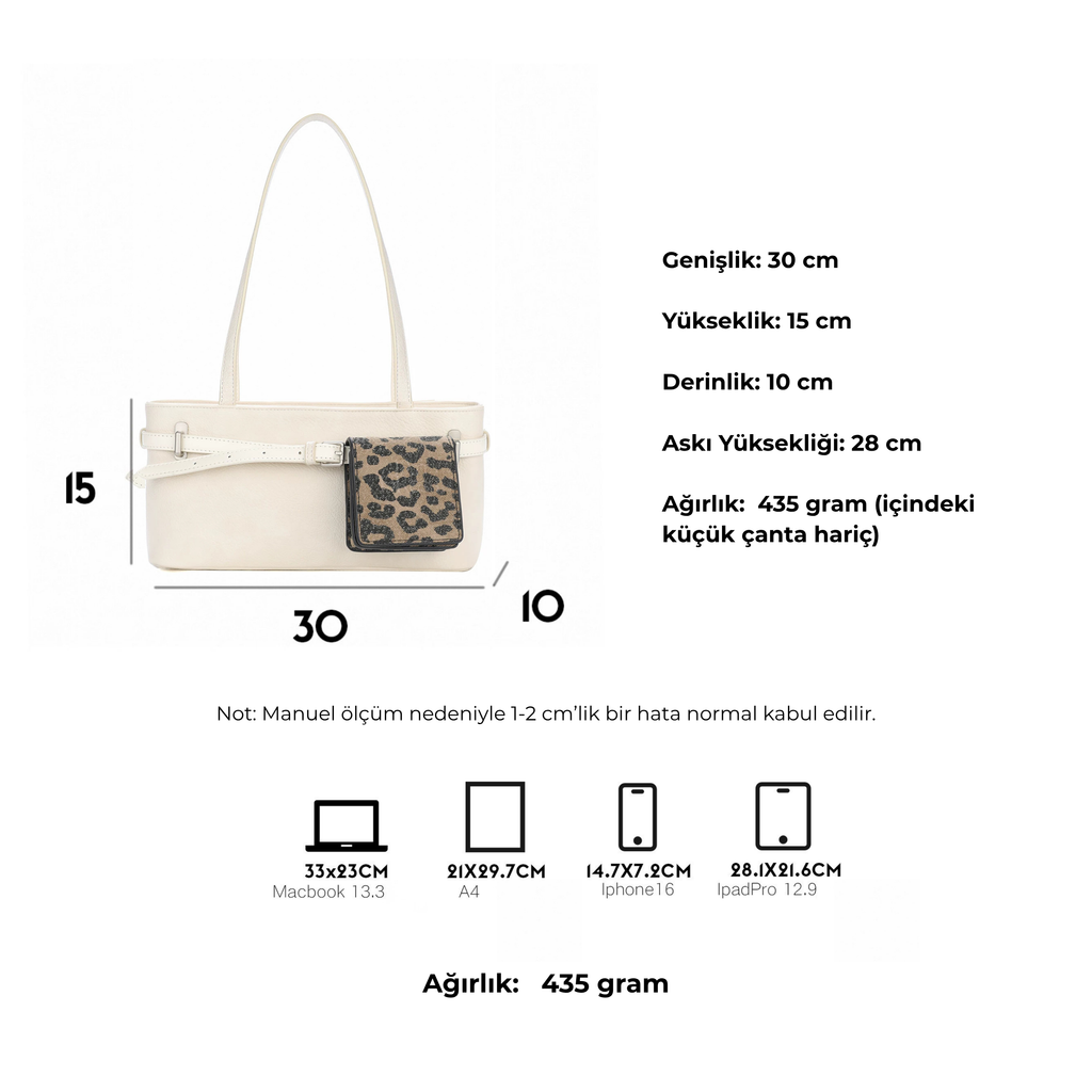 Jandress Beige Leopard-Print Bellinini Çanta