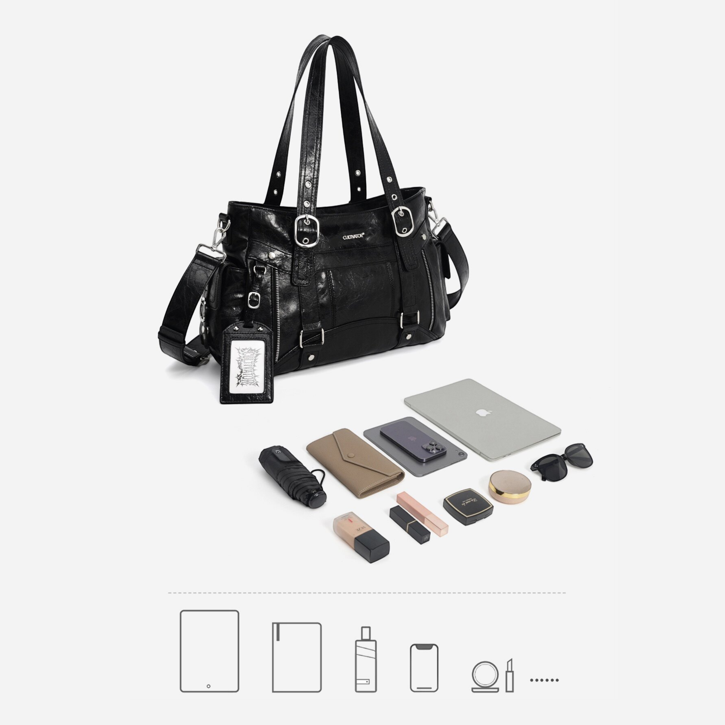 Cultivator Original Niche Retro Buckle Tote Çanta