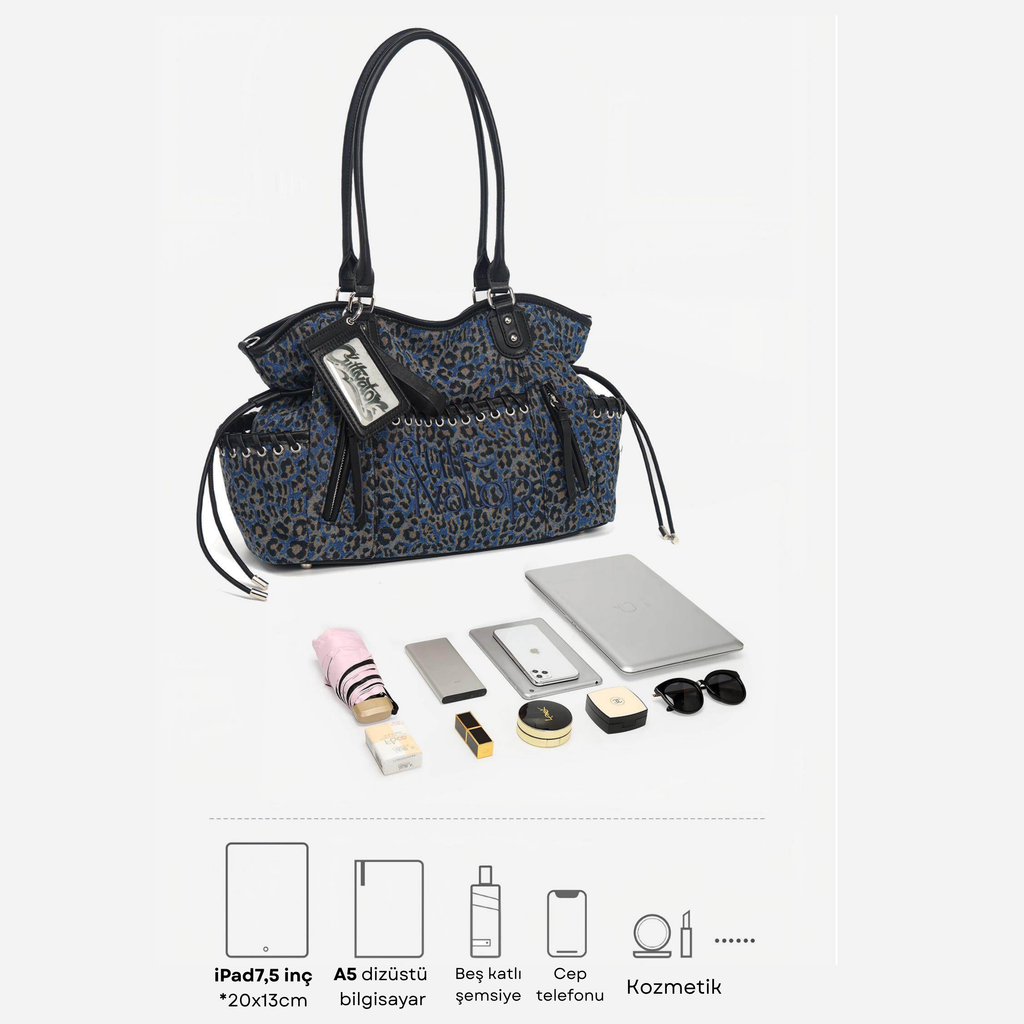 Cultivator Original Niche Sexy Leopard-Print Denim Çanta
