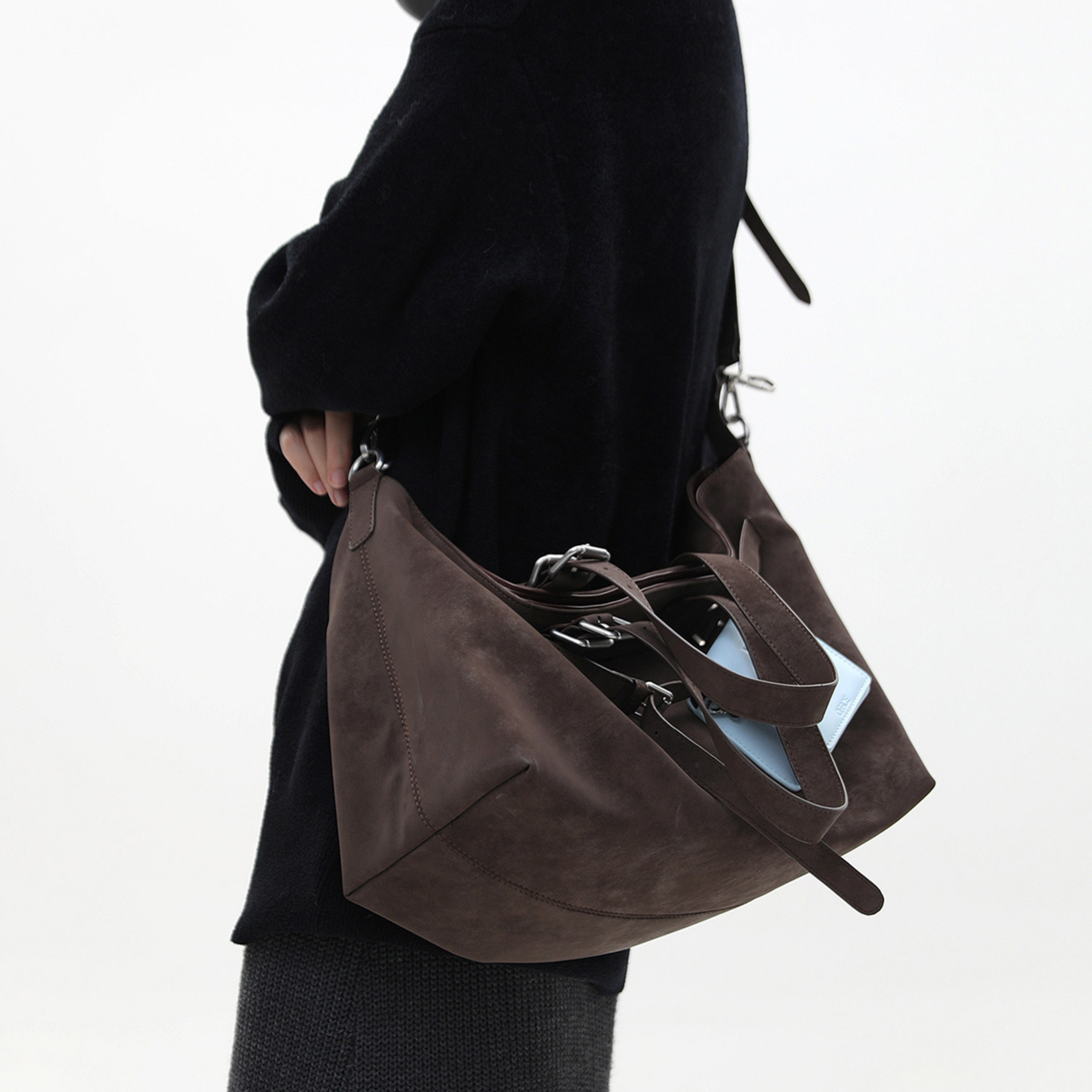 Jandress Suede Brown Gallinini Tote Çanta